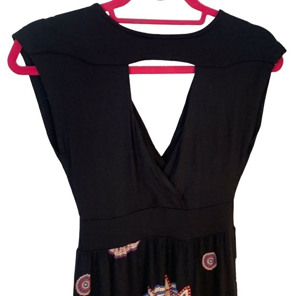 Lascana EUC black tank dress with blue/red designs! Size 2 - Picture 4 of 8